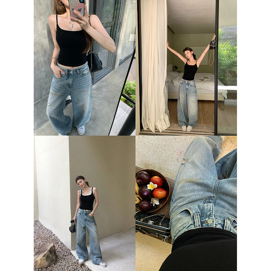 张贝贝 伦敦褪色稿 零碳莱赛尔 VTG废土风老爹脏脏裤