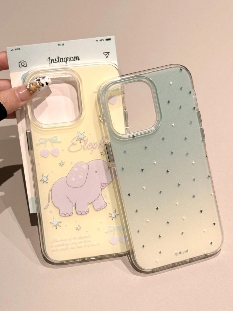 IMD薄荷绿星芒小象适用苹果华为防摔手机壳小米荣耀双层OPPOVIVO