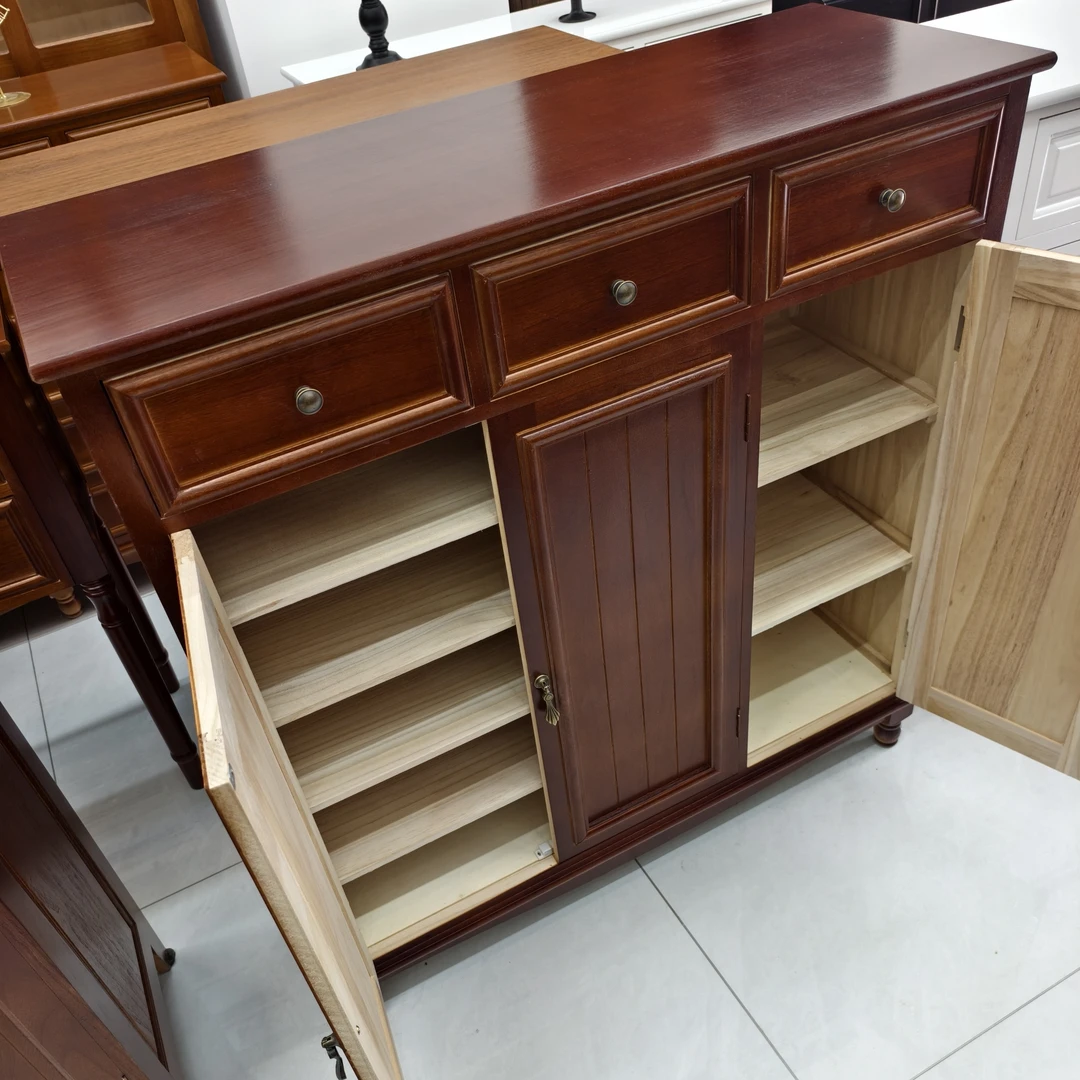 鞋柜实木整装100×38×105厘米储物柜收纳柜大容量餐边柜