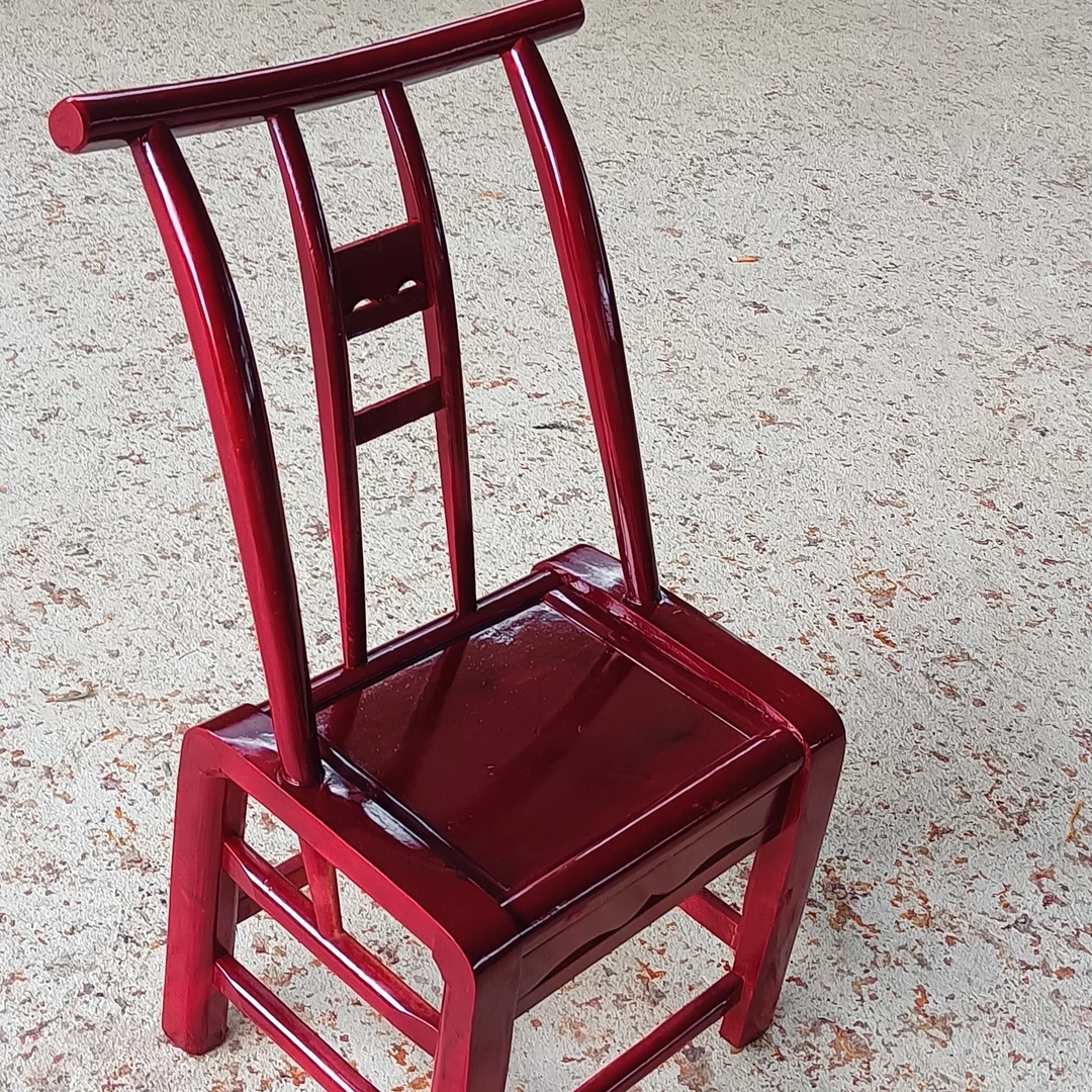 原木色37公分精品柏木椅子摇椅板凳木质老式中式简约靠背椅单人