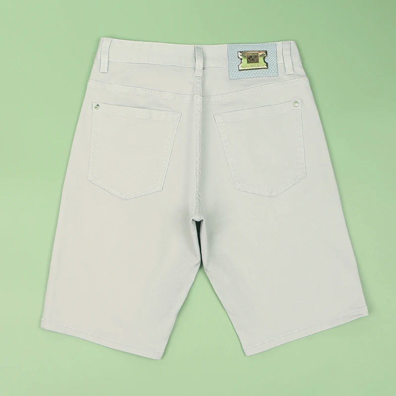 高端浅色牛仔短裤男直筒纯棉中裤欧美简约潮流百搭男士休闲五分裤