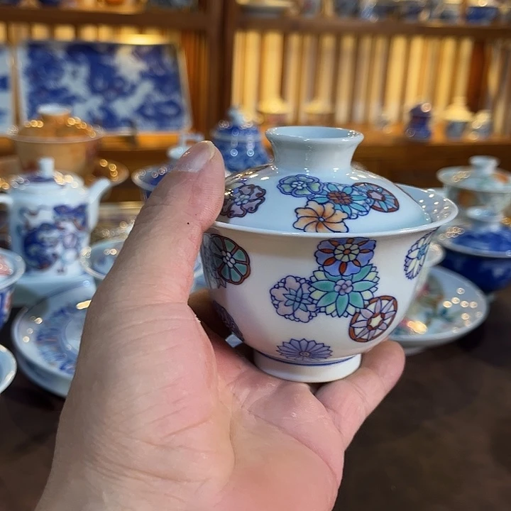 錡镇堂手工手绘绘盖碗
