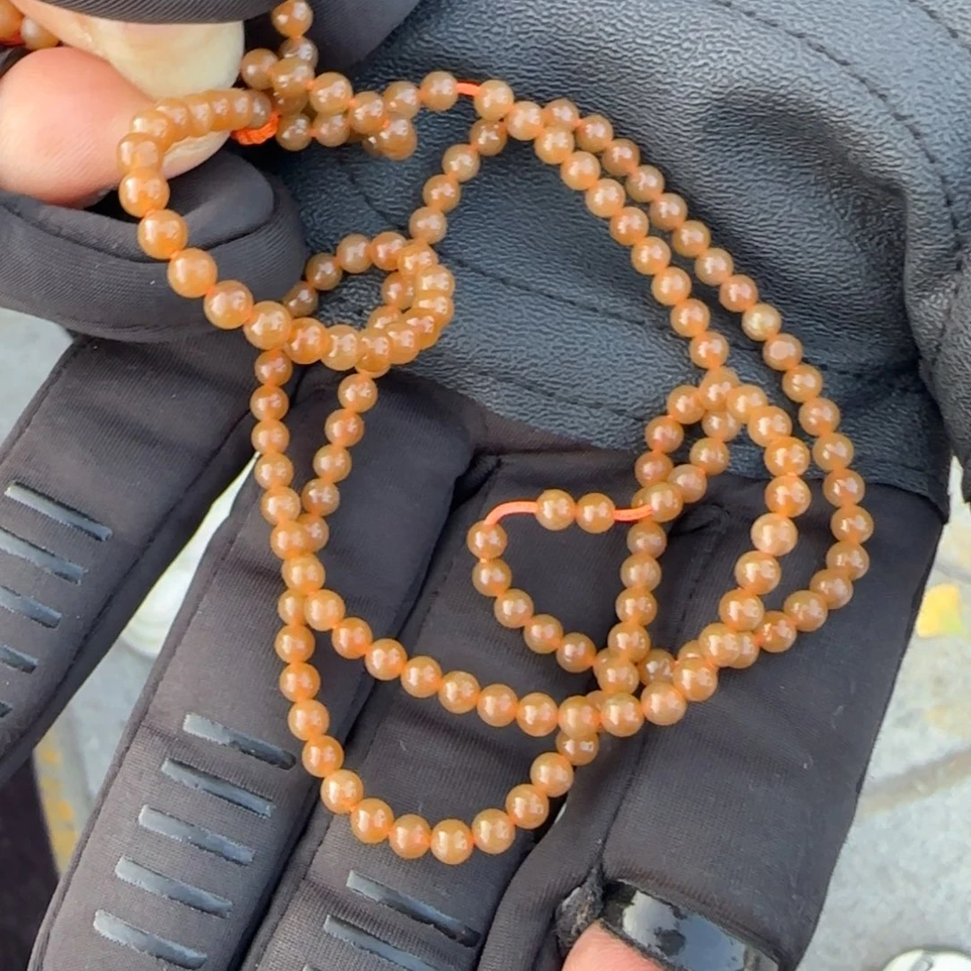 和田玉未镶嵌颈饰红糖小米链