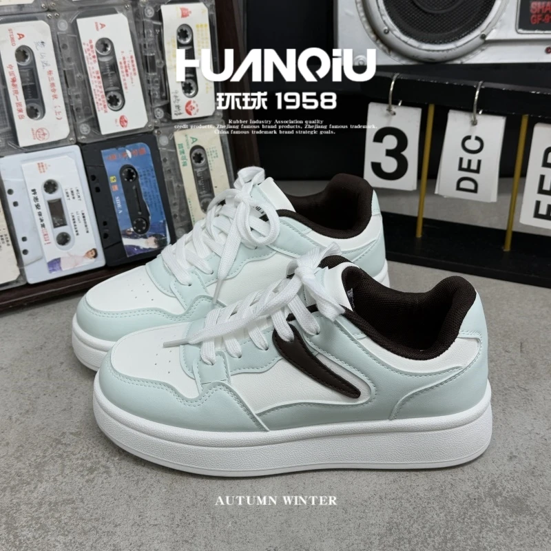 HUANQIU/环球复古厚底百搭小清新板鞋女鞋2025春季新款厚底休闲鞋