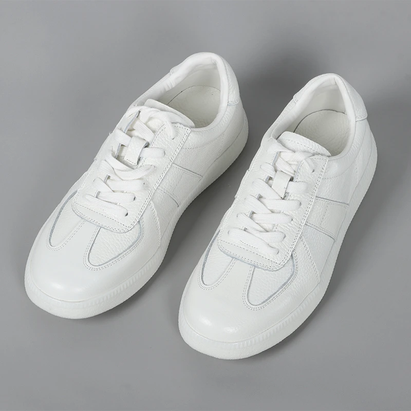 【小白鞋】荔枝纹头层牛皮女士时尚运动板鞋德训鞋透气平底防滑耐磨