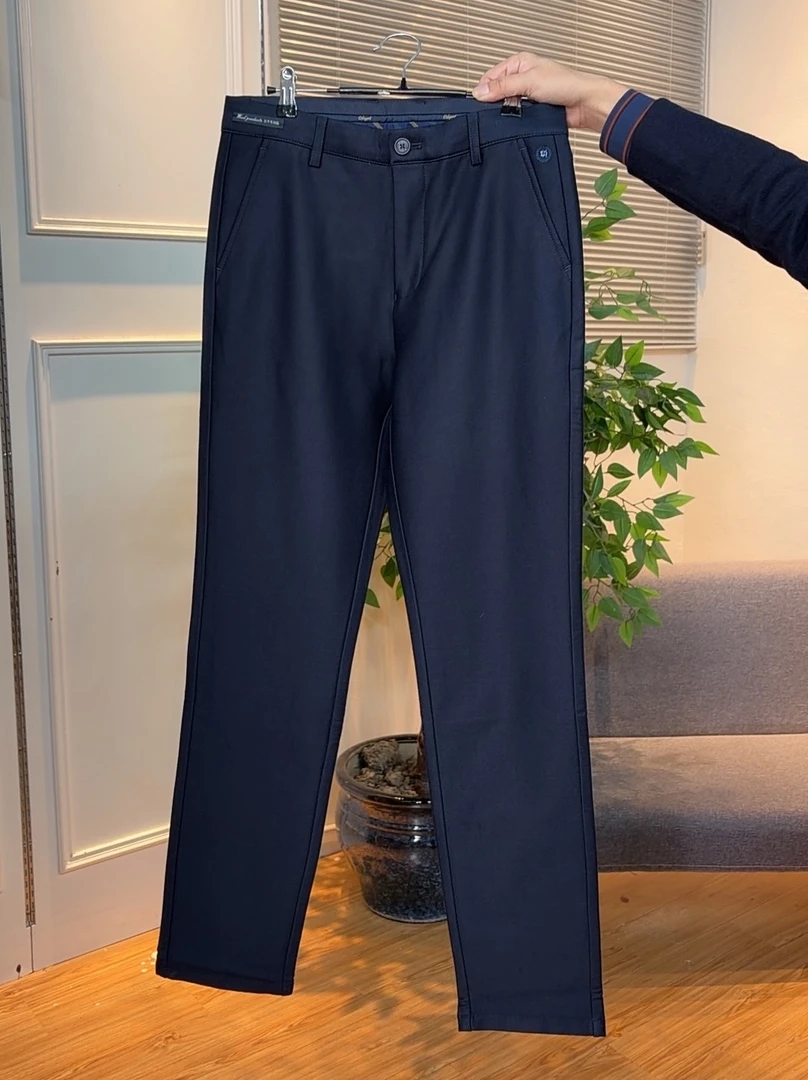 41棉+31莫代尔+15莱赛尔+4绵羊毛剪标男士秋冬藏青色直筒厚休闲裤