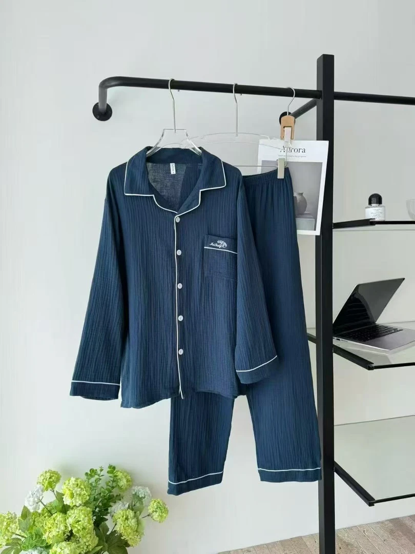 100棉~舒适简约时尚翻领家居服套装H8413
