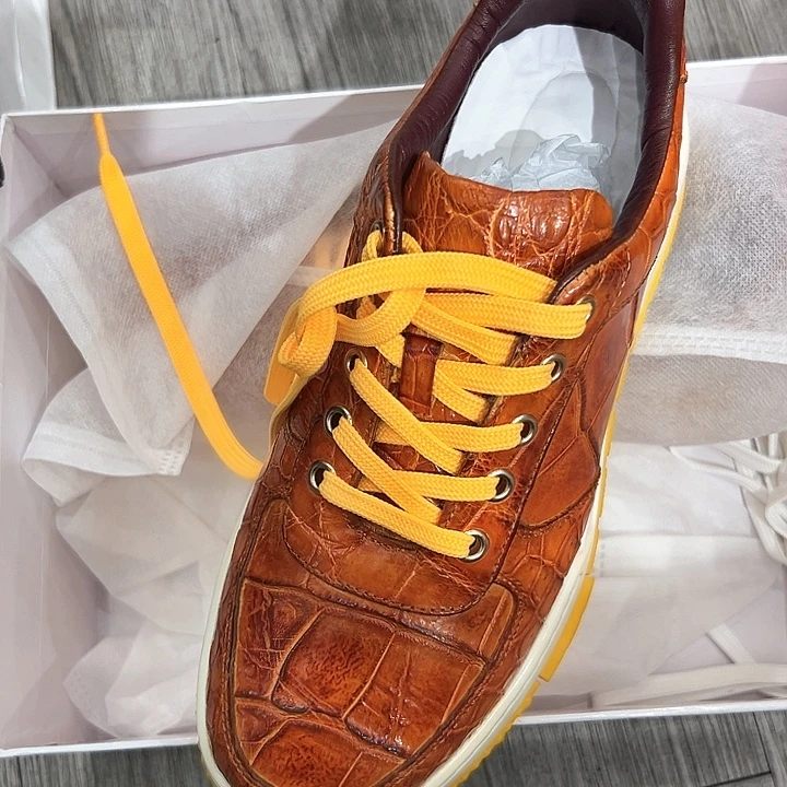 刚***强织物湾鳄板鞋黄色3962码