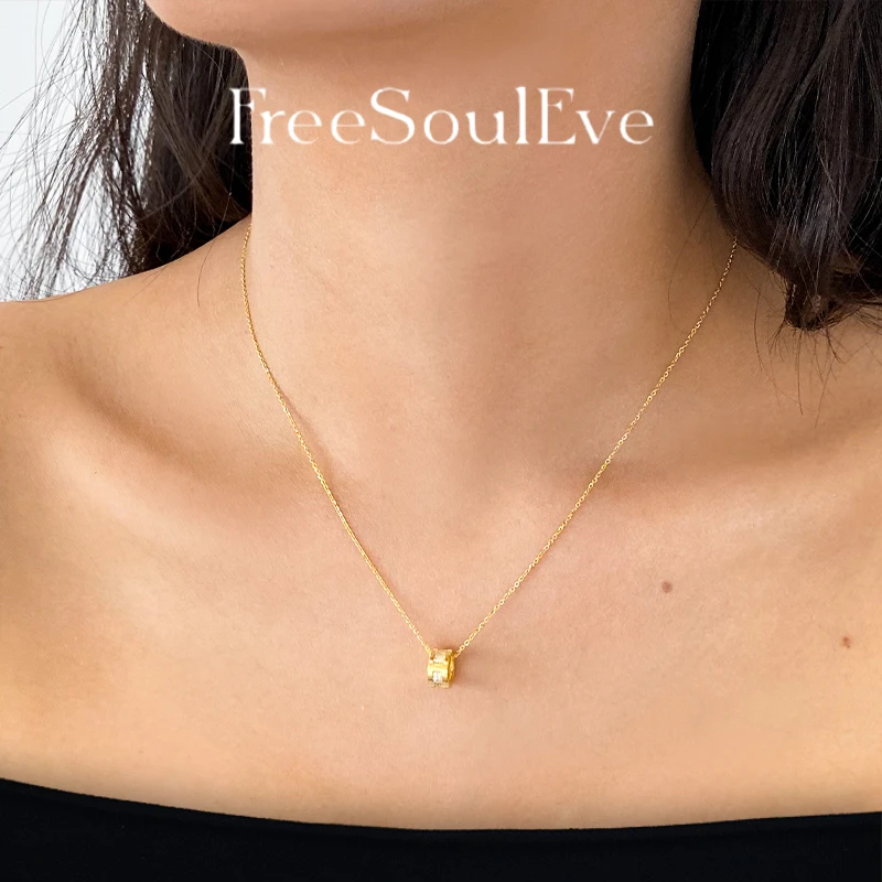 坠链均925银合成锆石 【微光罗盘】微镶H幸运环项链设计感简约时尚