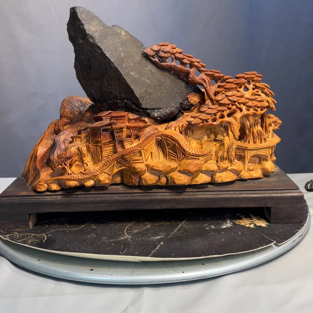 柏木（崖柏）崖柏抱石精工意境山水