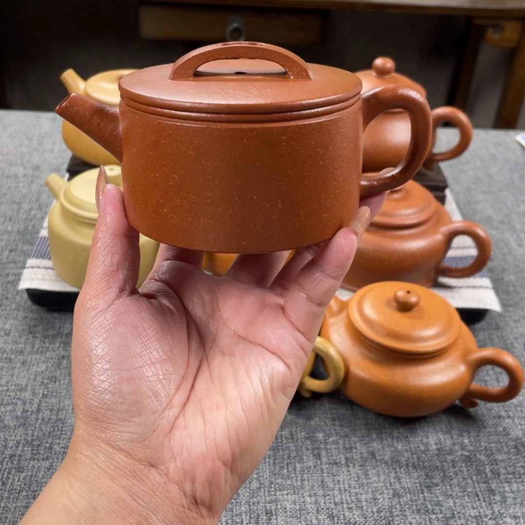 紫砂茶壶红降坡汉瓦全手30目190