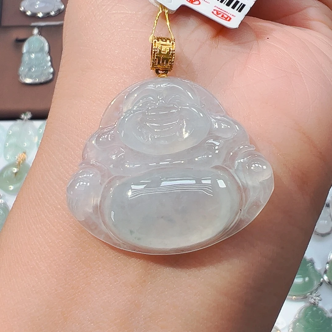 翡翠18K金镶嵌吊坠(不含链)佛公