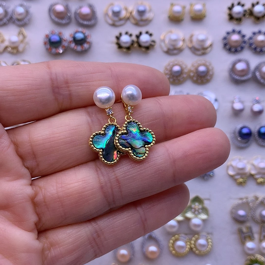 淡水珍珠耳饰合金