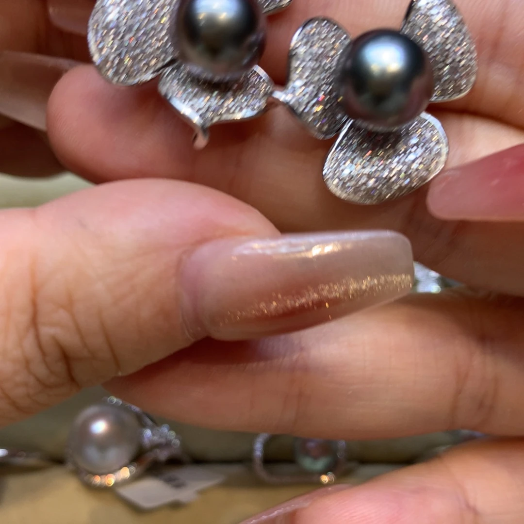 银S925镶嵌耳饰海水珍珠