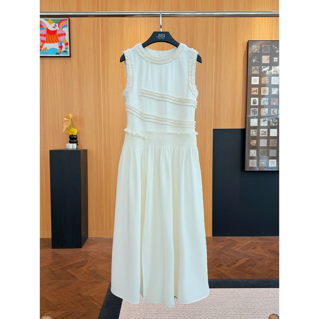 JISI S+25ss法式花边拼接无袖连衣裙-L25146