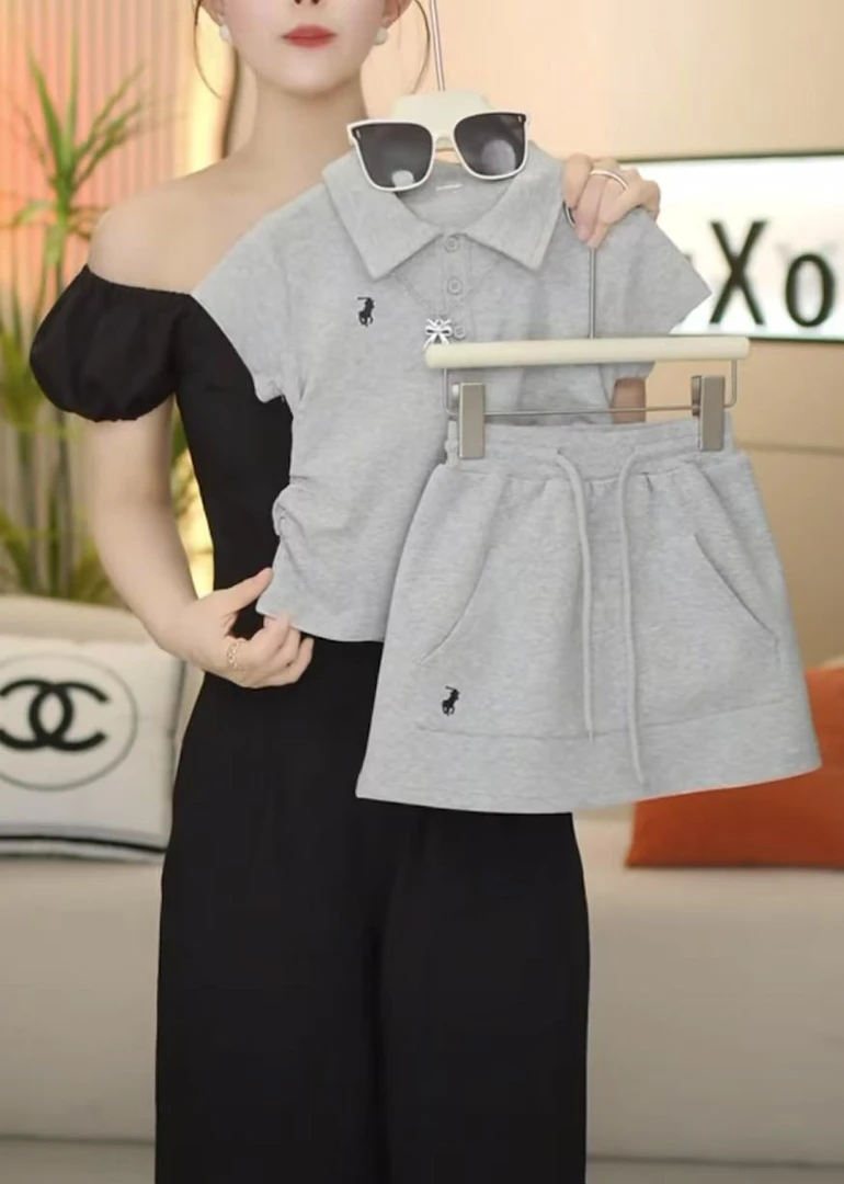 女童夏装夏季短袖套装2025夏款韩版洋气时尚儿童t恤短裙两件套