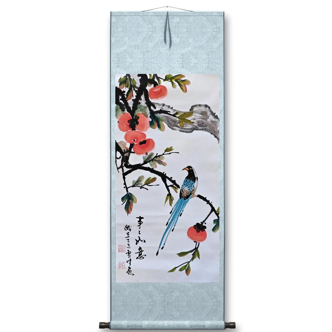 新中式国画喜事多多挂画适合玄关客厅装饰