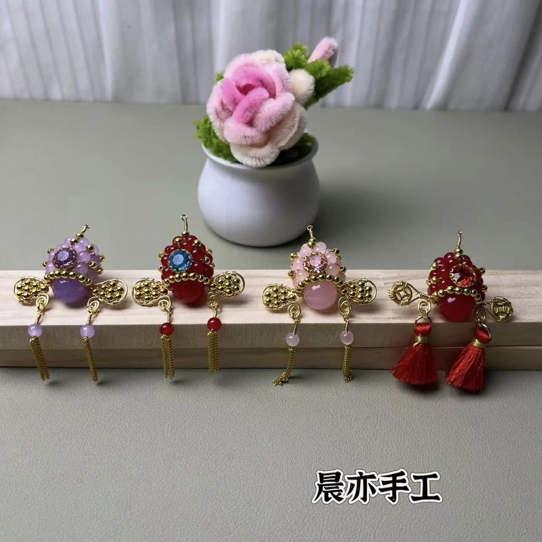 （晨亦手工）官帽财神帽手工串珠材料包手工diy制作复古古风中式