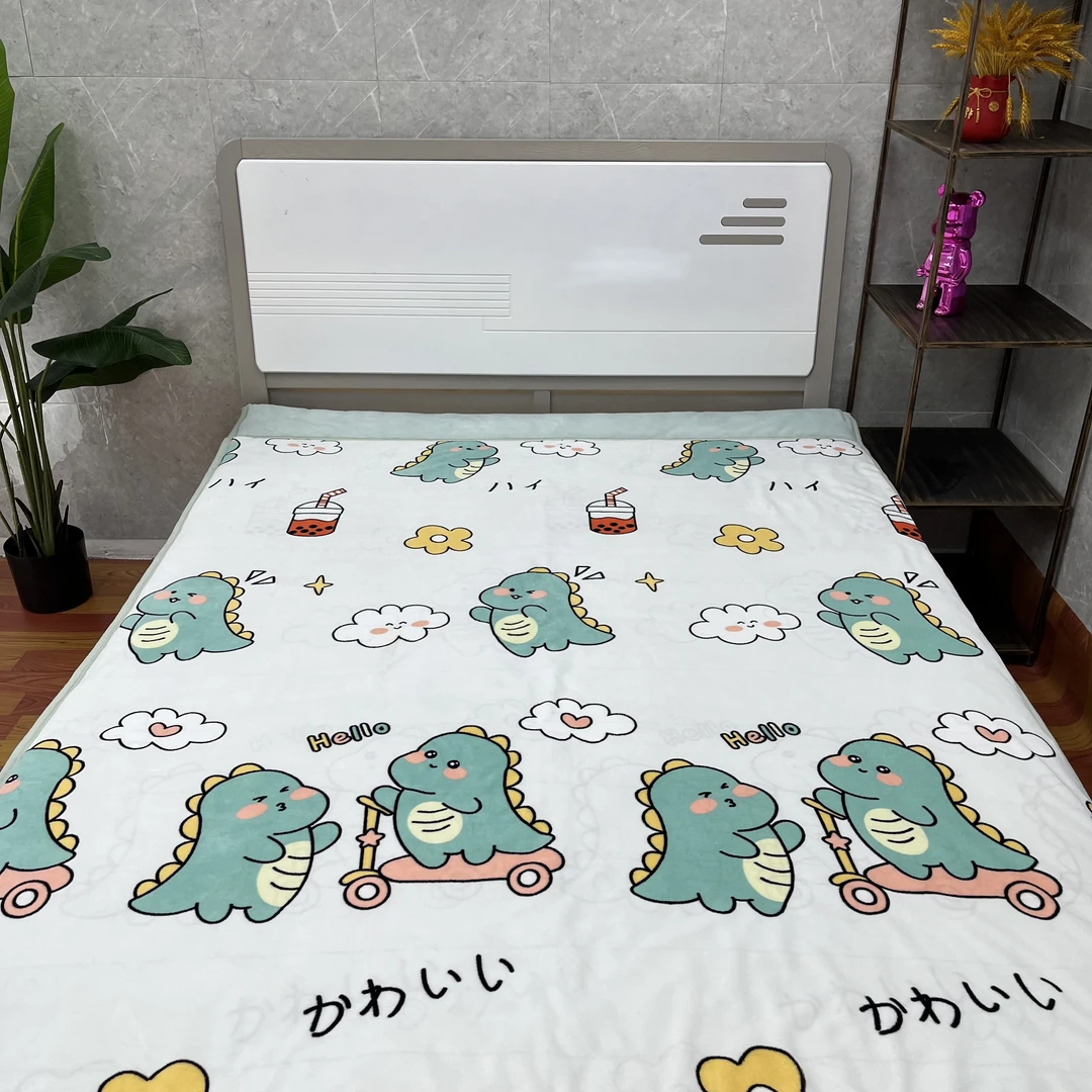 恒峰家纺【绿色小恐龙被子】1.5*2.0简约加绒加厚可机洗被子