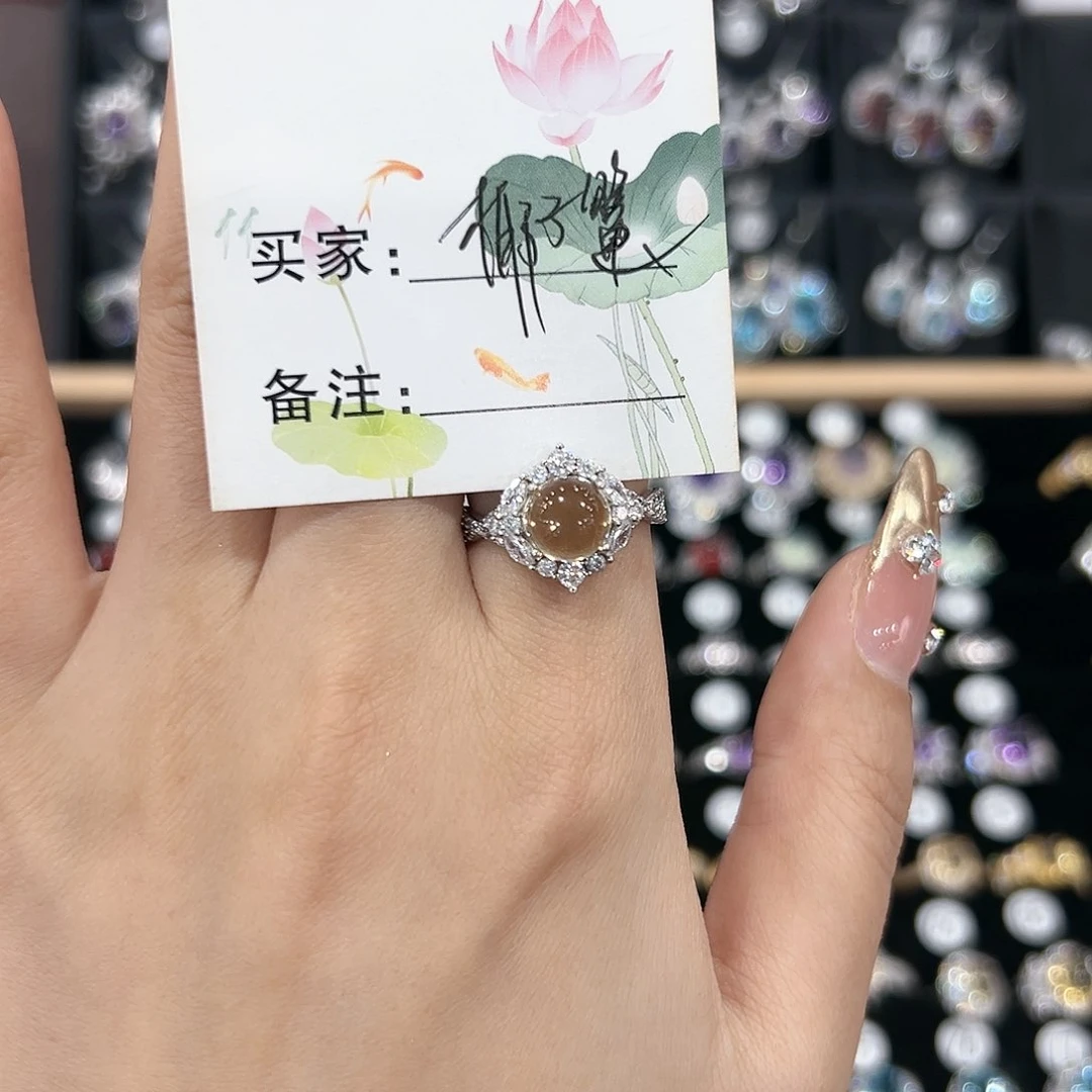 黄晶戒指银S925镶嵌戒指
