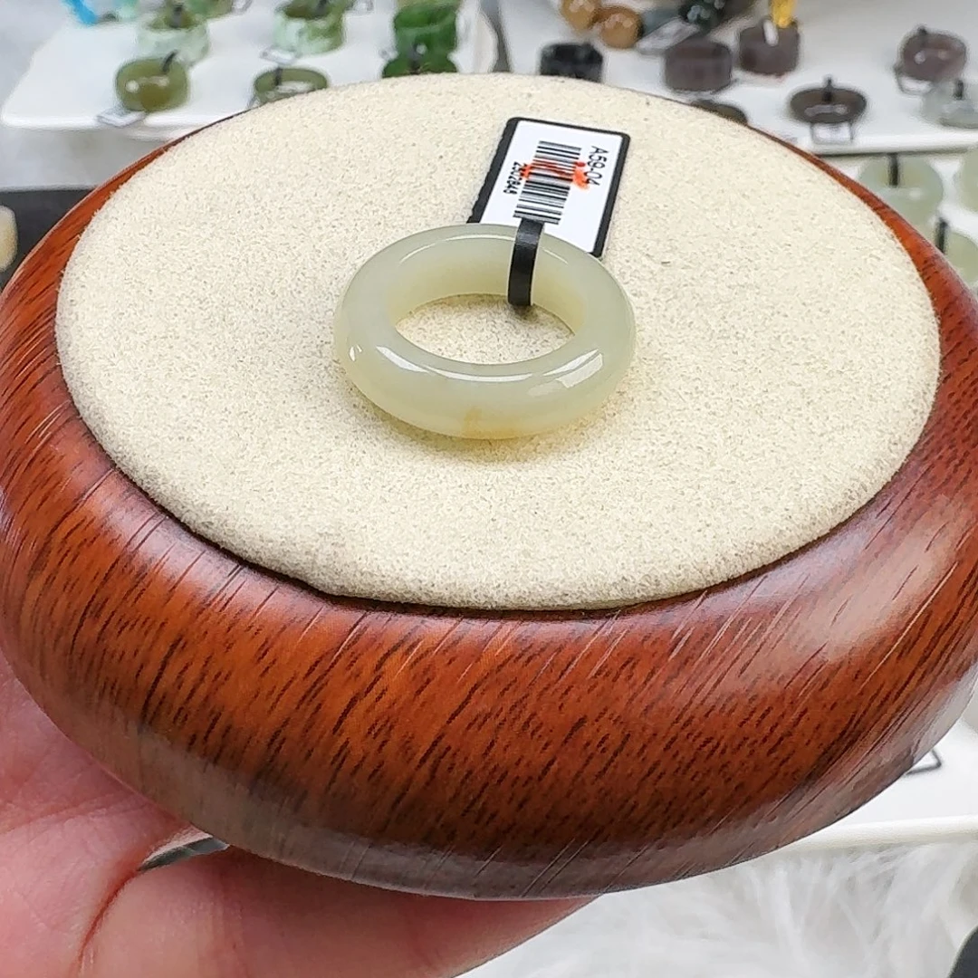 和田玉未镶嵌戒指X106晴水圆条直径16.1mm