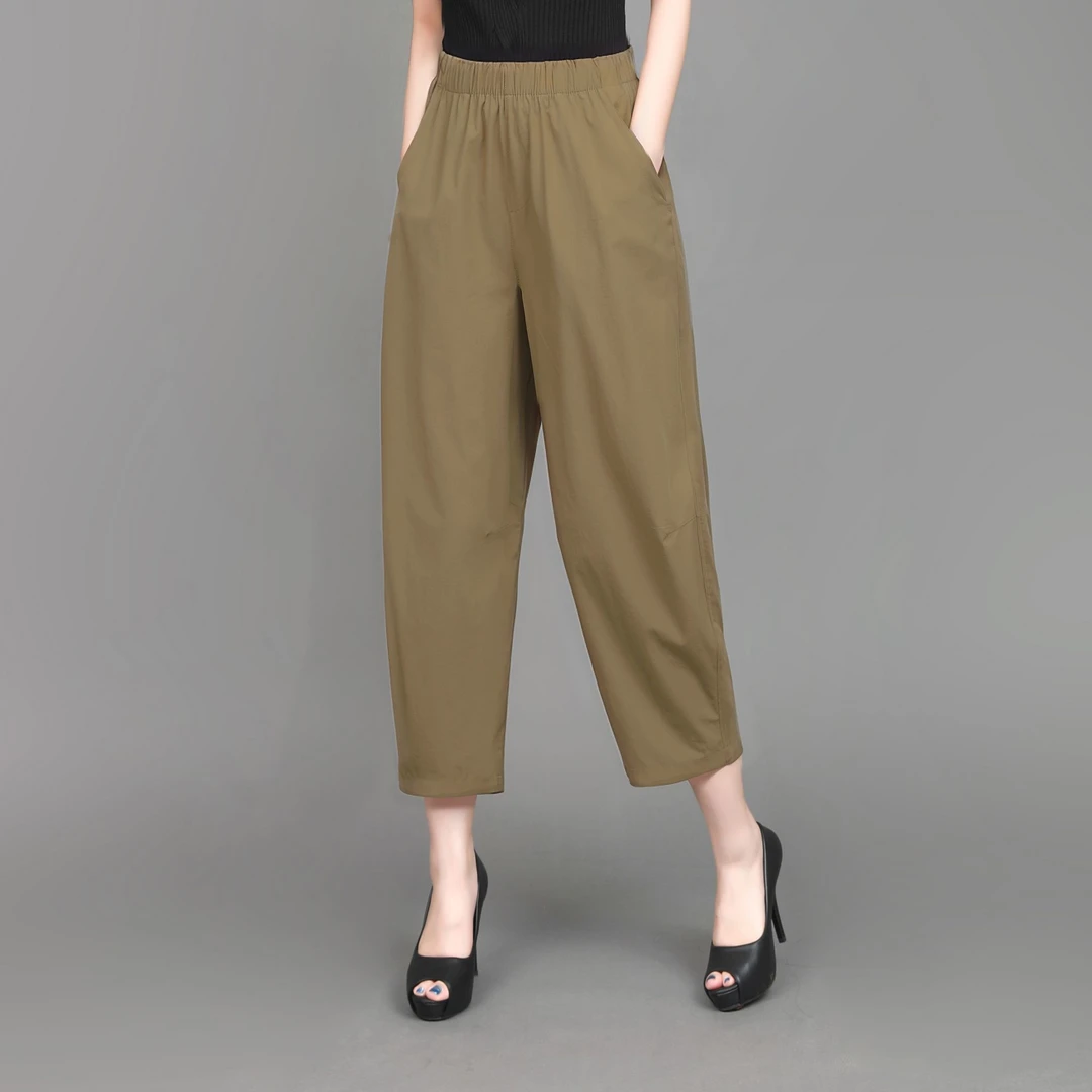 九分速干工装裤女春夏新款高腰宽松冰丝萝卜裤小个子哈伦运动裤