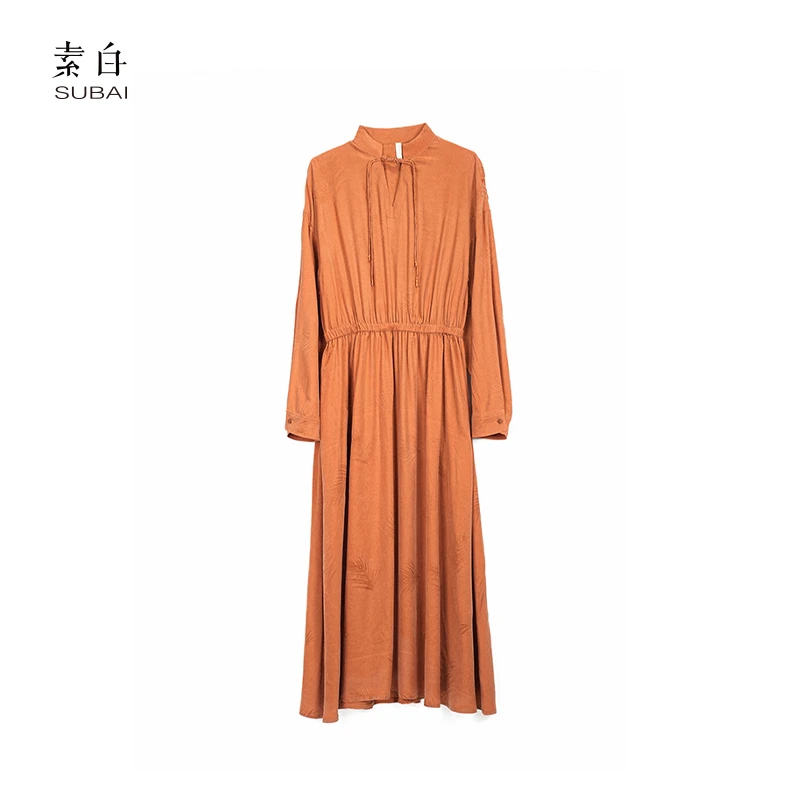 素白【落日】铜氨丝提花连衣裙SB3231192175