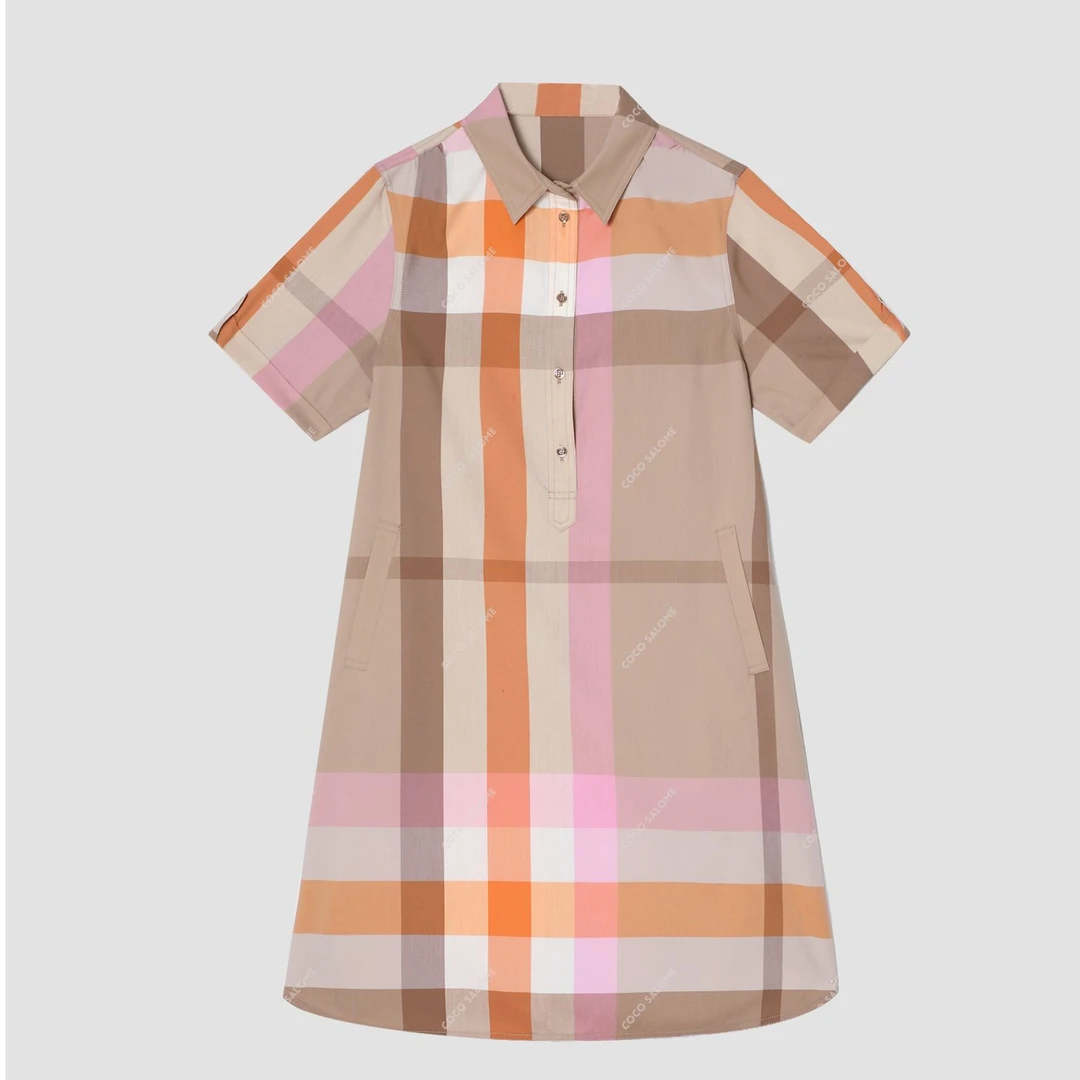 COCOSALOME⑥【贝丽丝】Polo领彩色格子遮肉连衣裙穿搭593N