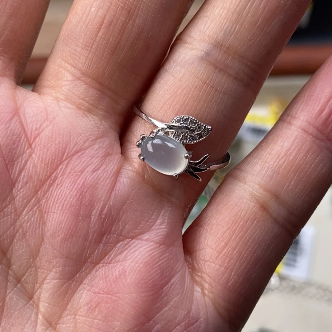 (***愿翡翠银S925镶嵌戒指蛋面