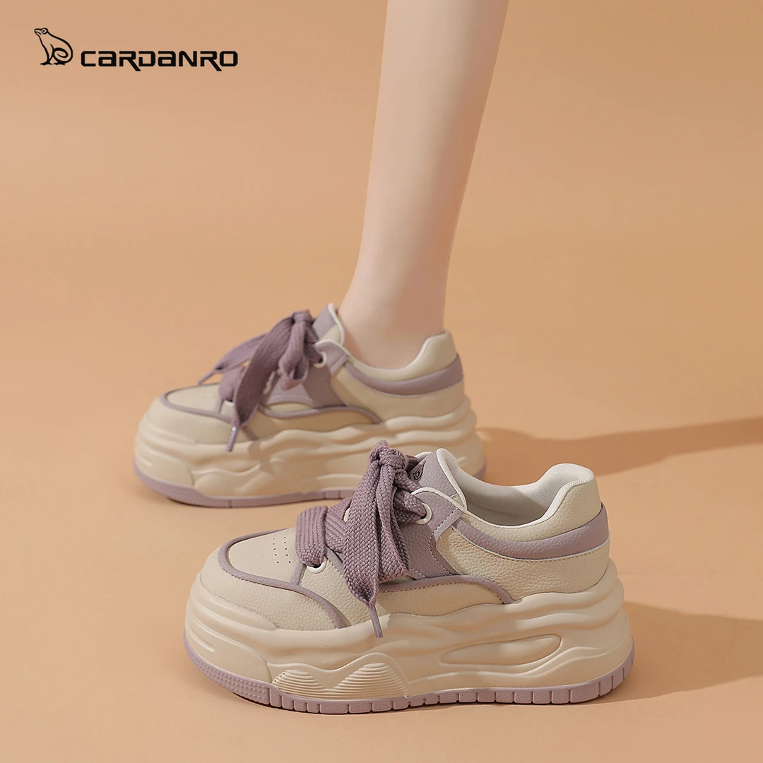 Cardanro/卡丹路加绒板鞋小白鞋女保暖秋冬新款小个子厚底增高7cm