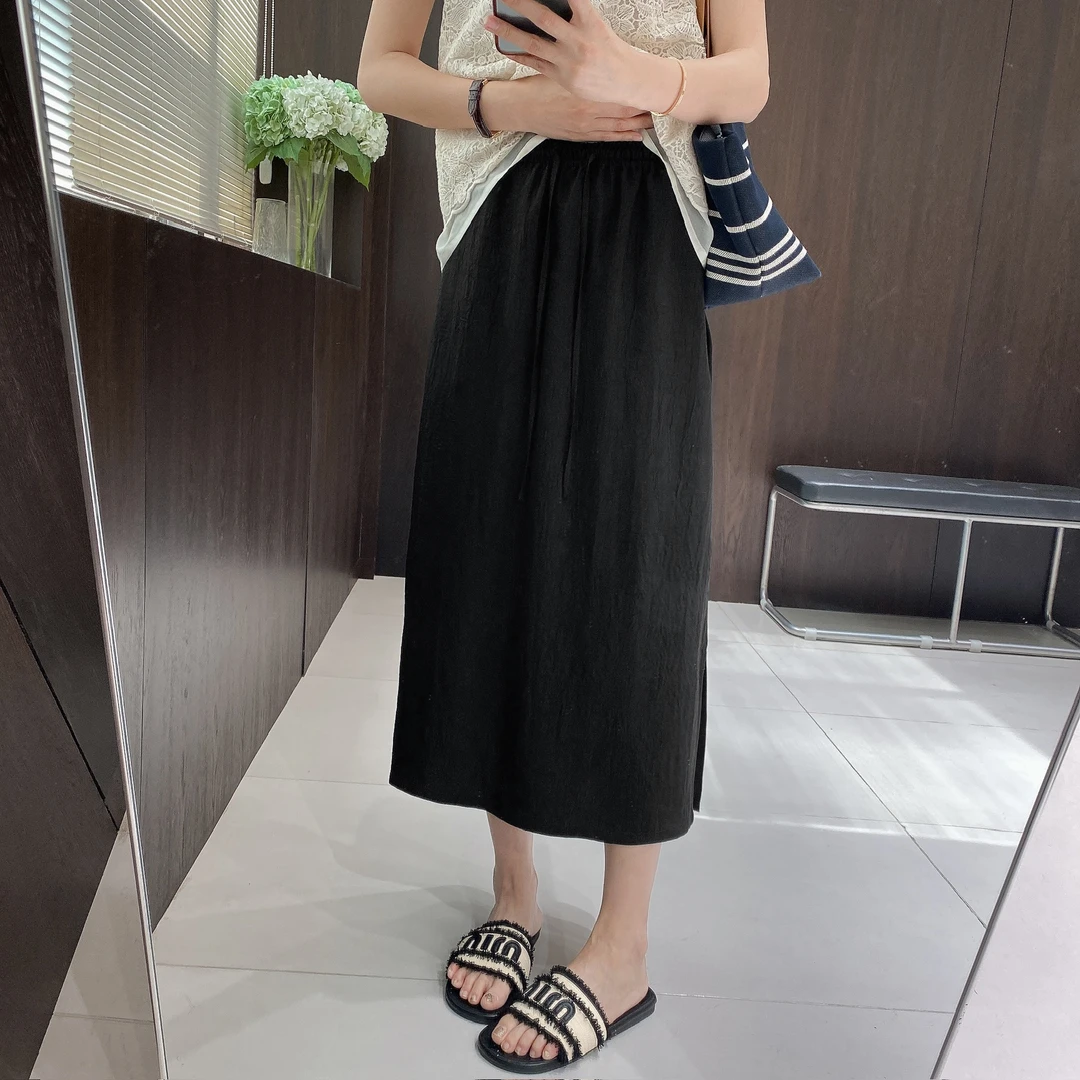 IMFLY金小金自制女装 醋纤半身裙DYQ737夏季极简风肌理感半身裙女