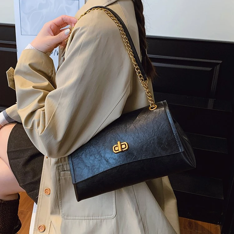 韩版复古手提包包女2025新款简约洋气托特包上班通勤链条单肩包