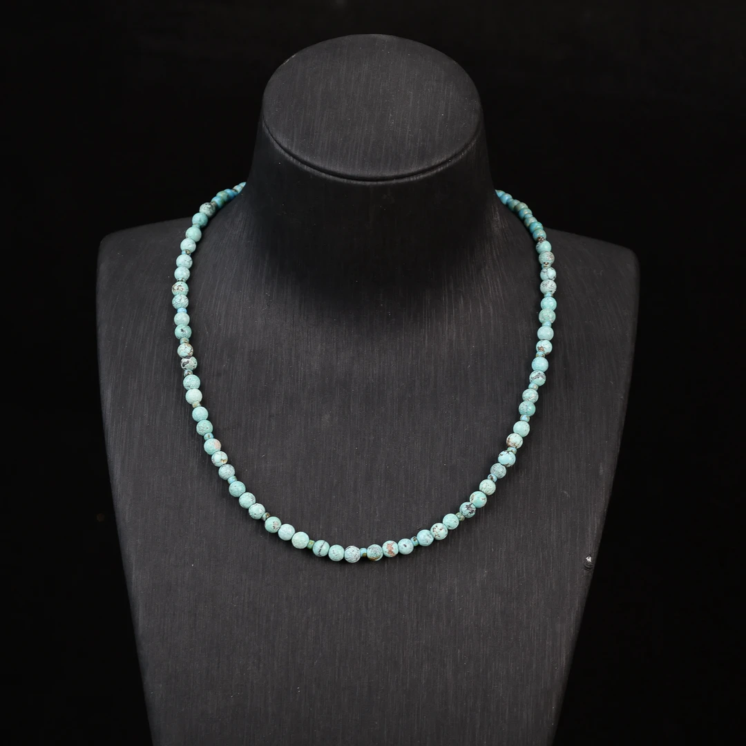 合金项链 LZ3645  5mm浅蓝色松松满串项链