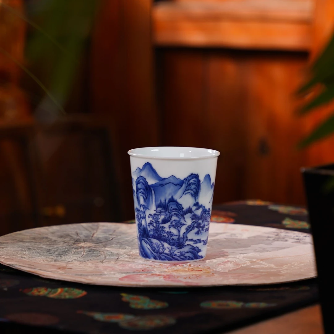 画堂春  山水可乐杯  喝茶茶器手绘饮茶手工茶杯茶具