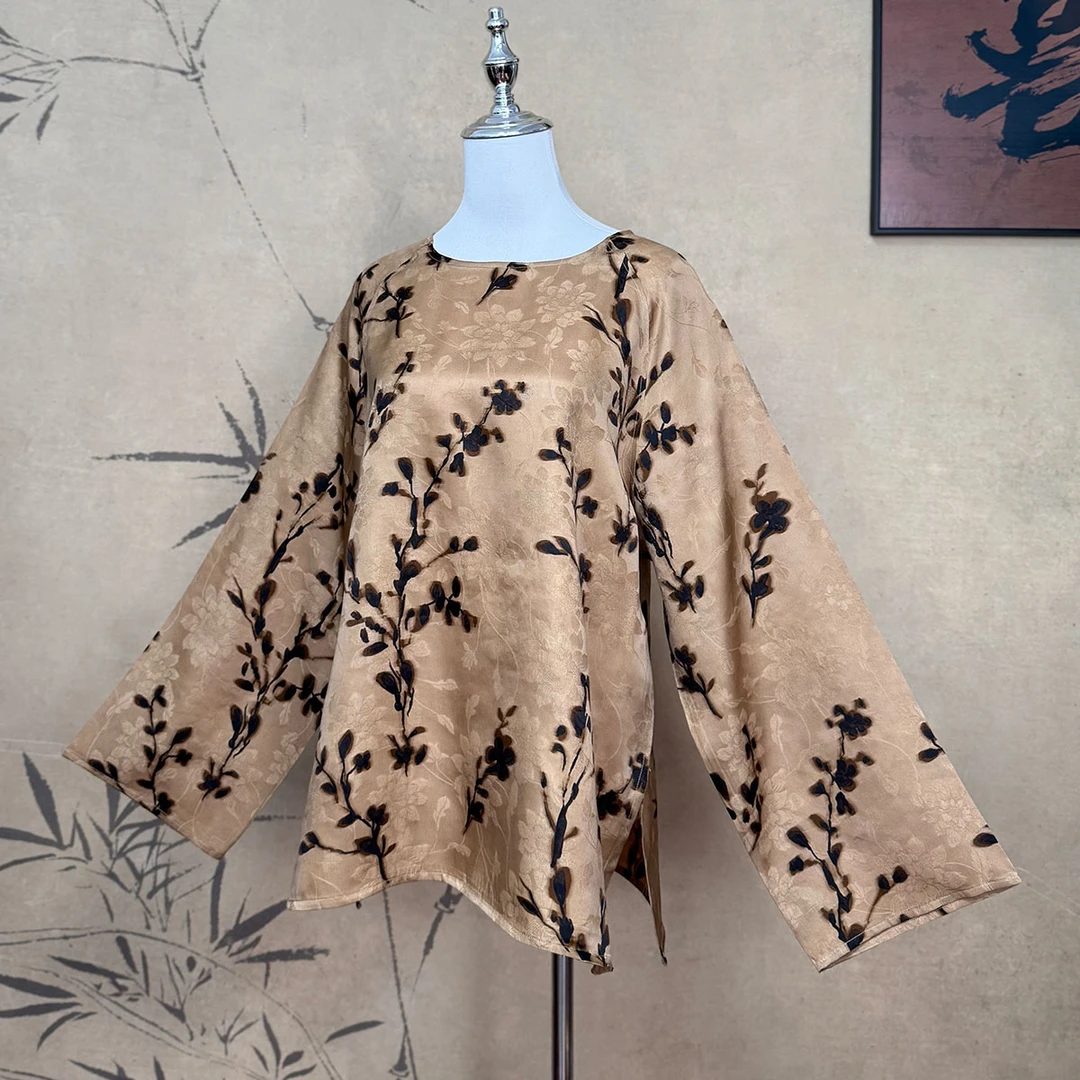 【卷卷新中式】“枯木逢春”草木染双穿100%桑蚕丝极简上衣