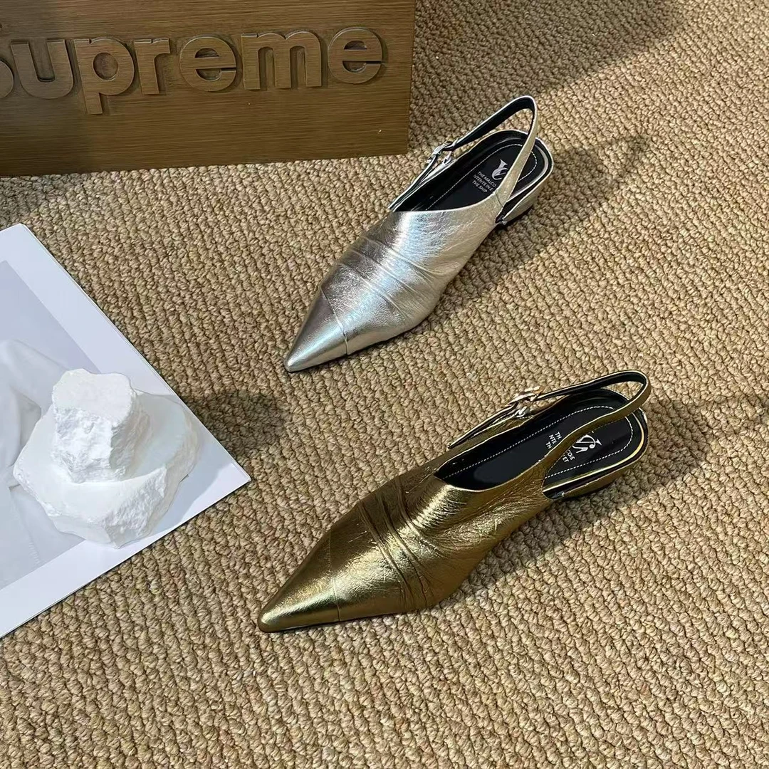 1256【香草】春夏季时尚气质小尖头贵妇法式真皮单鞋A(增高5cm)