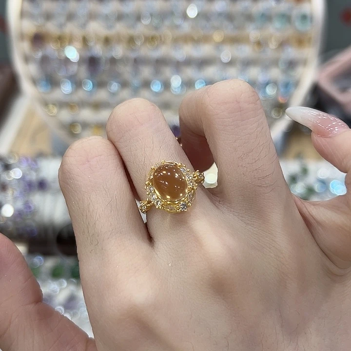 此***刘黄晶戒指银S925镶嵌