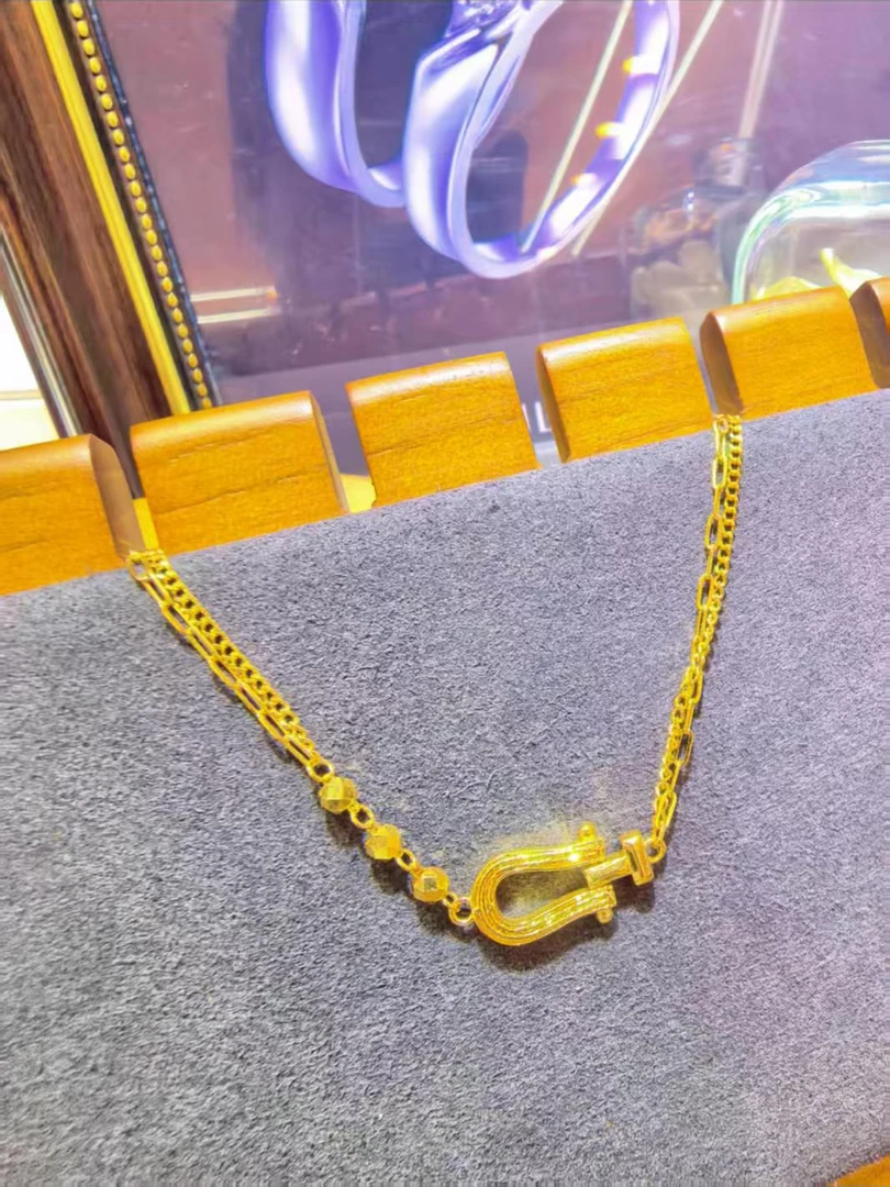【古丽兰】福利5G足金999马蹄双层手链 简约时尚手饰礼物