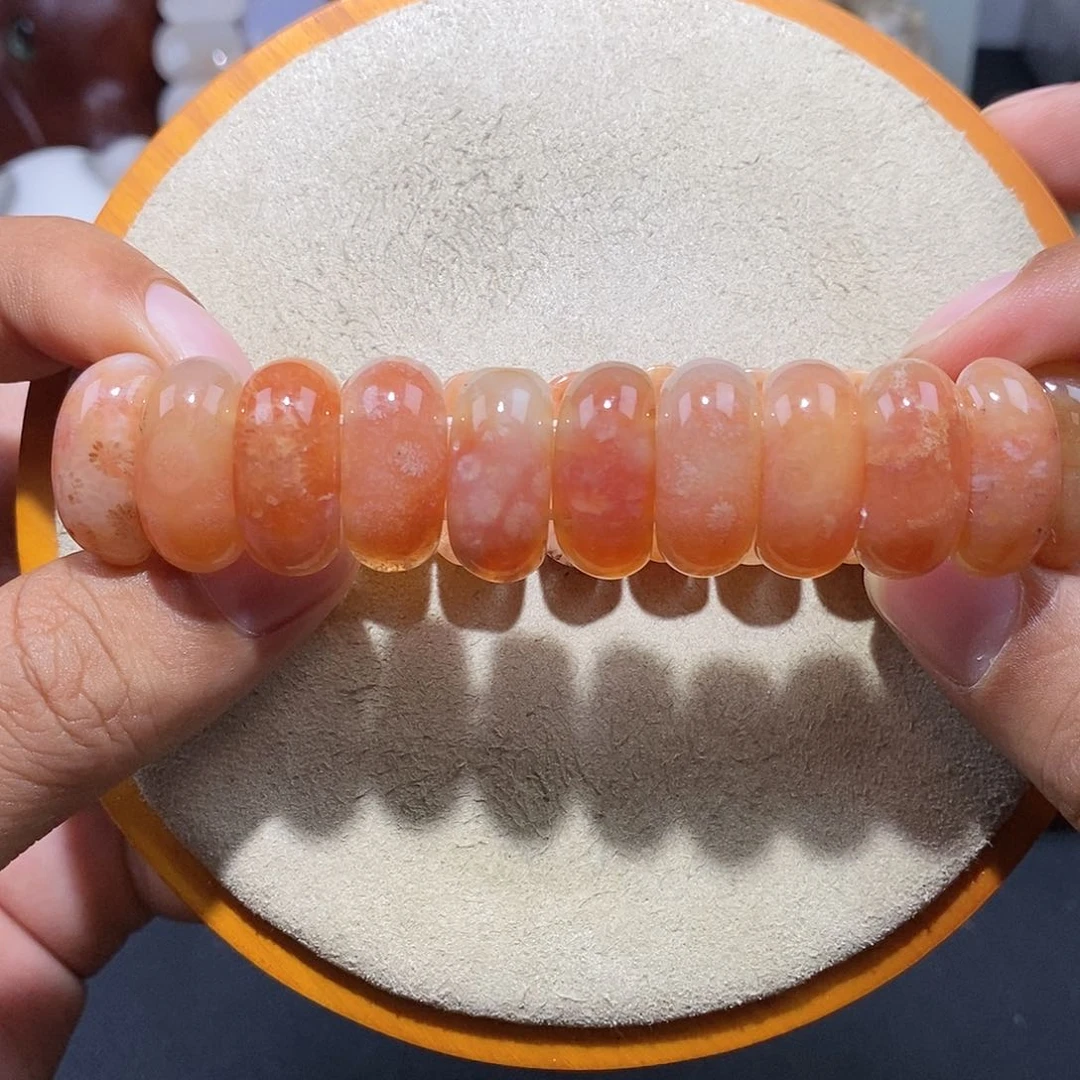 硅化珊瑚（珊瑚玉）手串未镶嵌红冰89