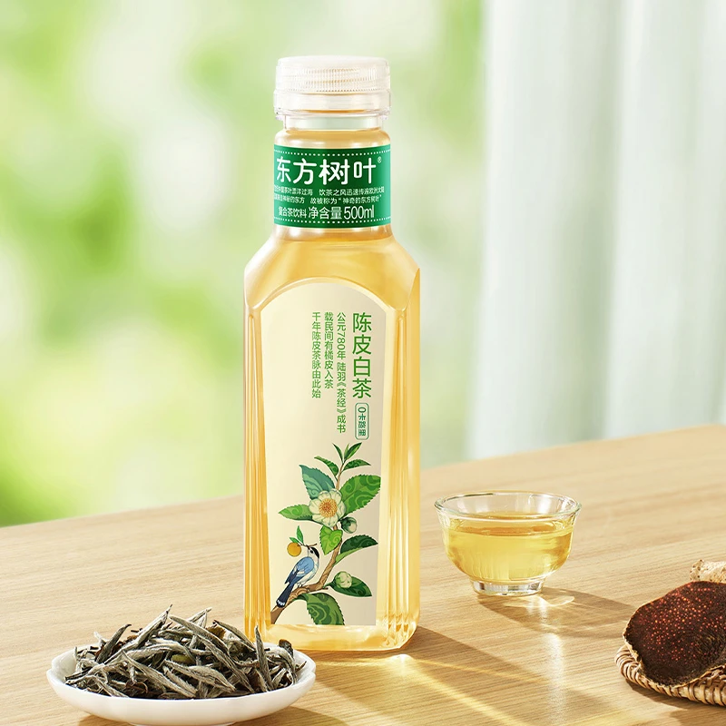 夏天解渴饮品农夫山泉东方树叶陈皮白茶500ml*5瓶装无糖茶饮料