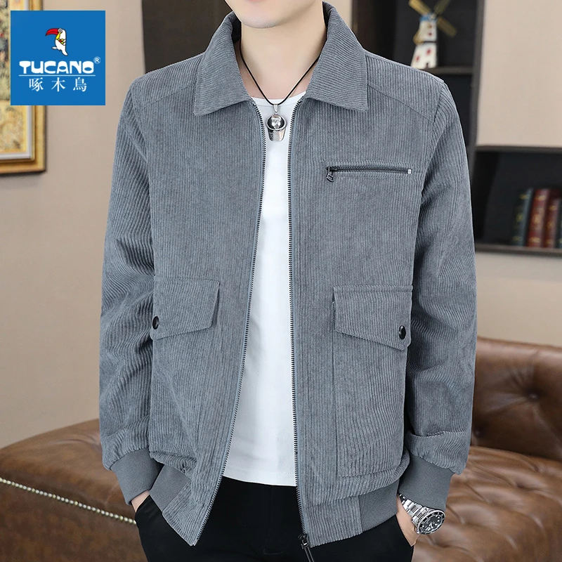 啄木鸟春秋新款外套男士韩版潮流百搭灯芯绒上衣时尚休闲宽松夹克