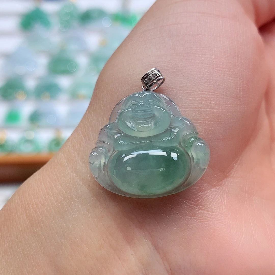 翡翠18K金镶嵌吊坠(赠链)20.8-23.5-5.7