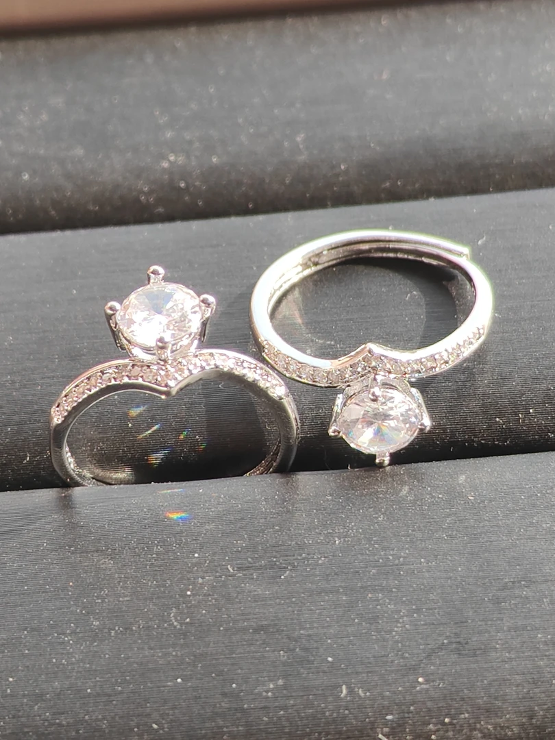 非金属莫桑石戒指 爆款莫桑钻戒指女 公主皇冠戒指 开口可调节