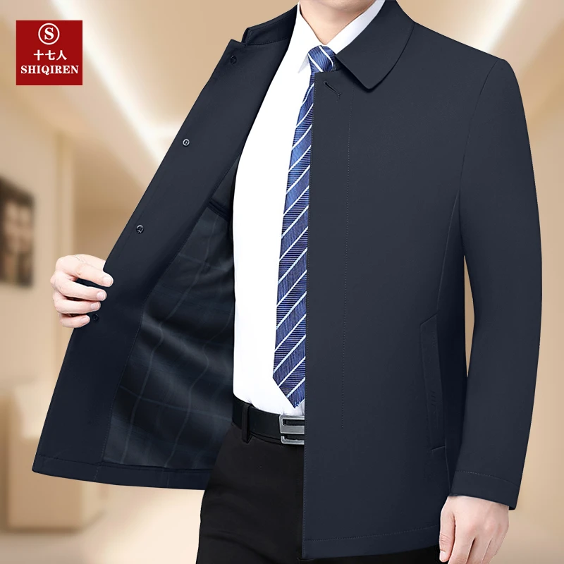 [中年夹克】2025年春季男士夹克上衣外套百搭中老年休闲方领宽松款