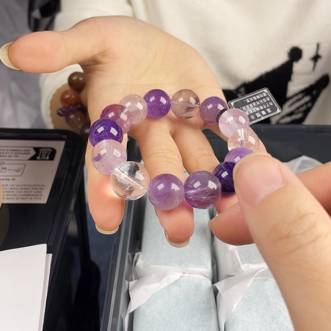 水晶手串银S925镀金镶嵌