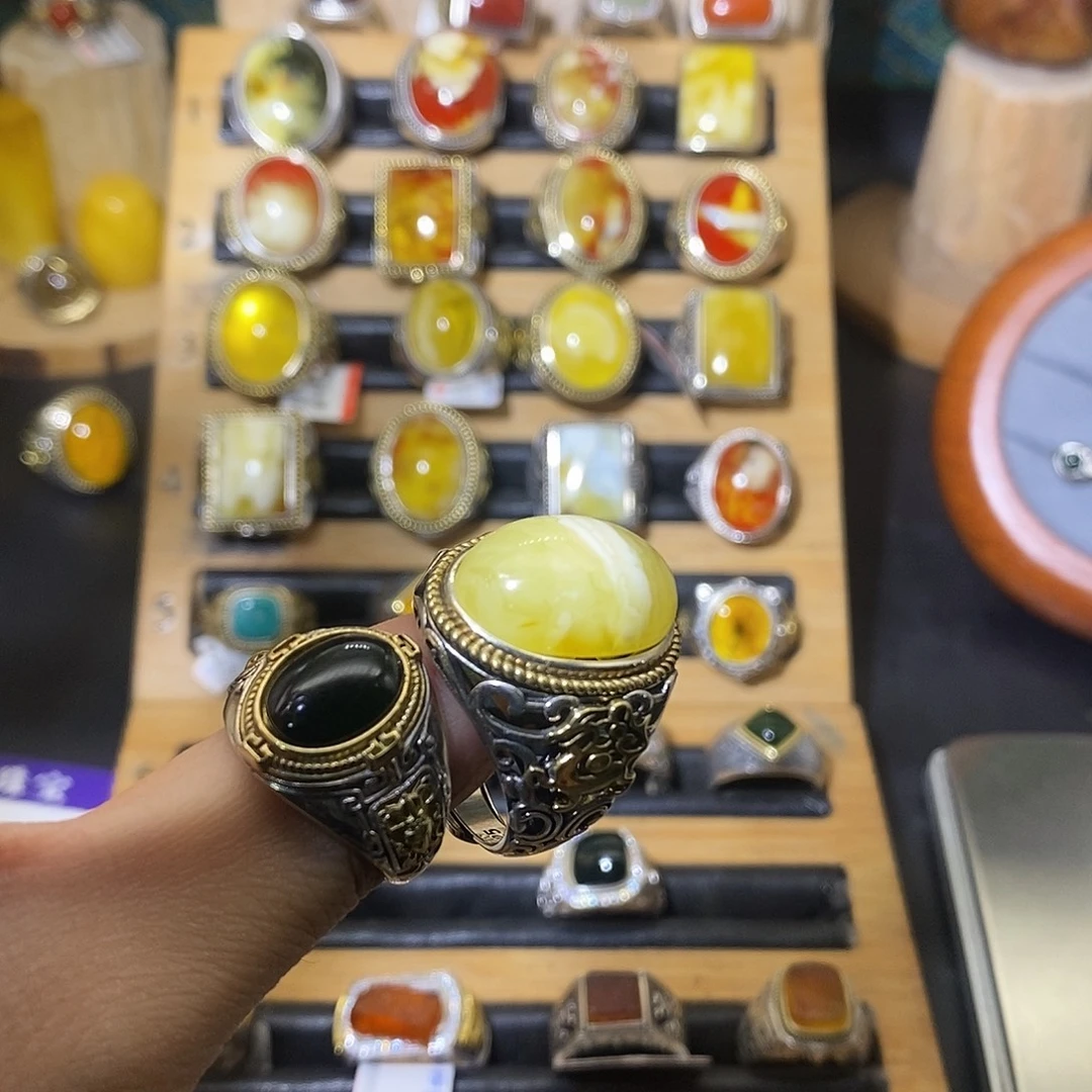 D***.蜜蜡银S925镶嵌戒指