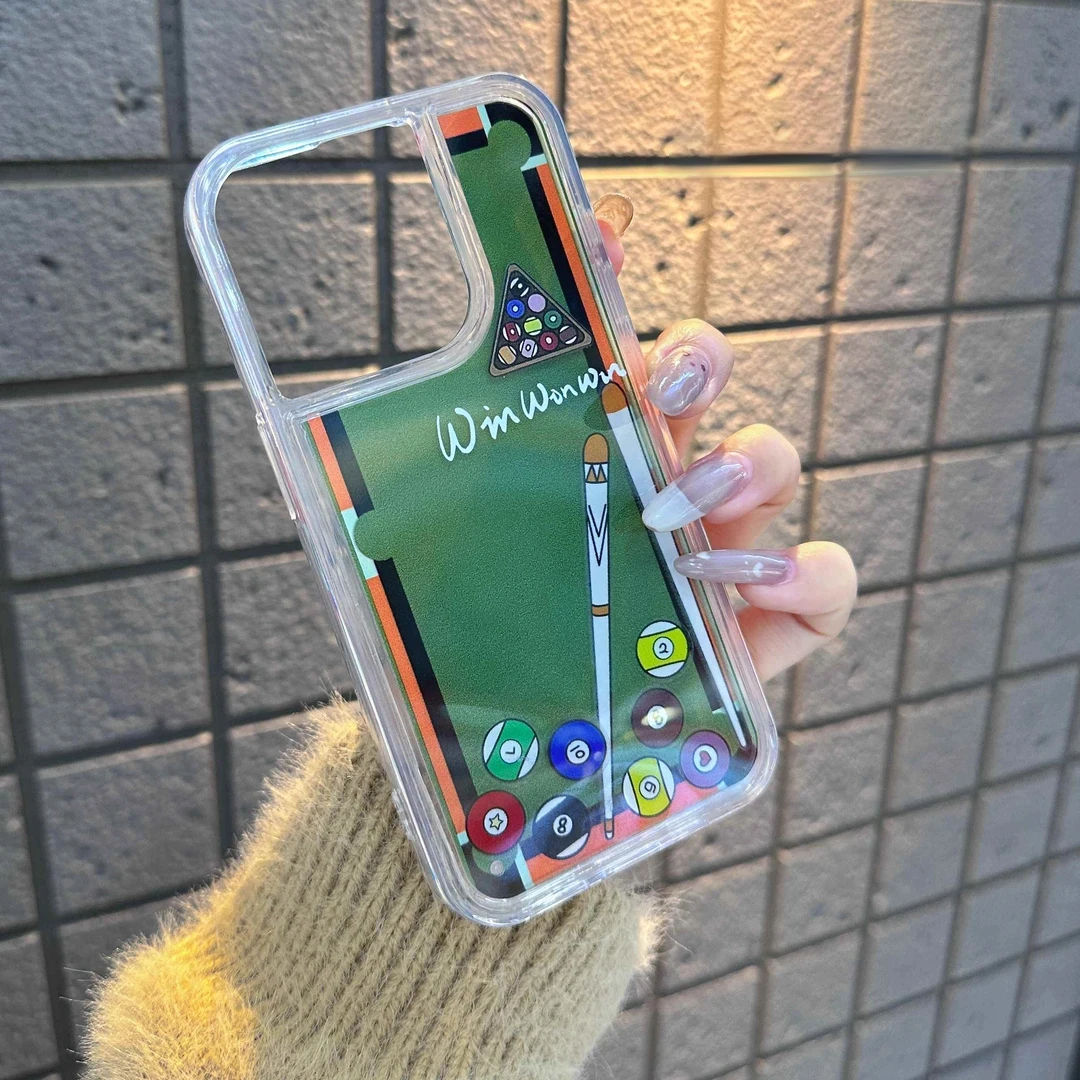 雅天立流沙滑片台球适用iPhone16手机壳14苹果15promax无闪粉13套