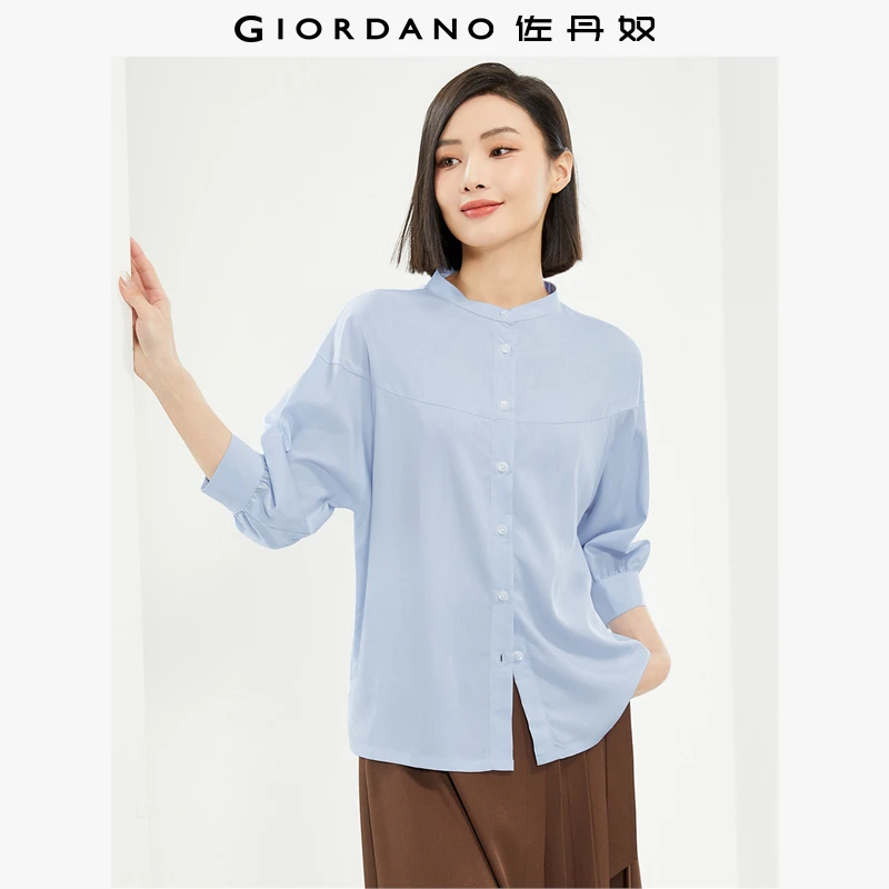 佐丹奴衬衫女装莫代尔破骨小立领中袖梭织衬衫 13345221