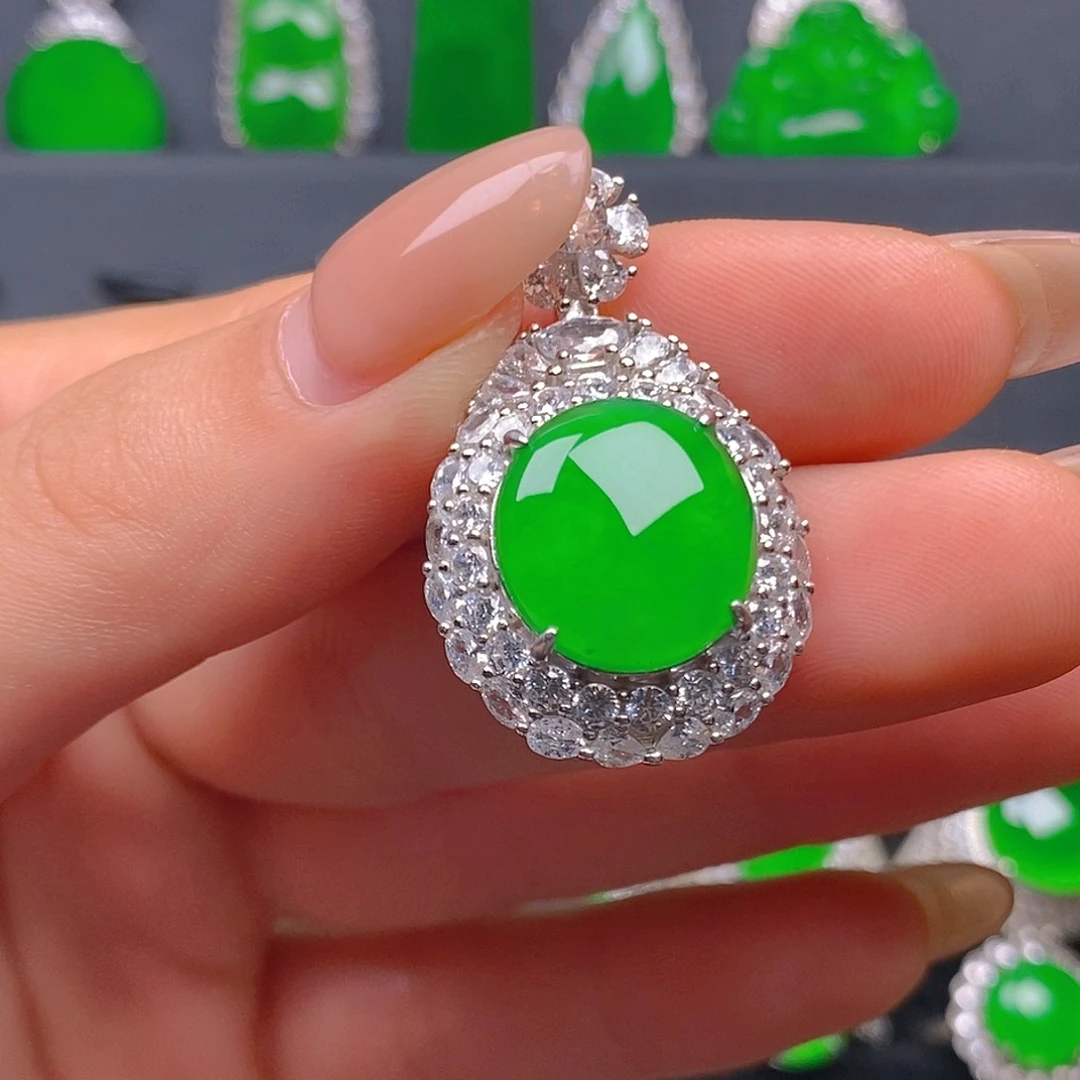 颈饰银S925镶嵌翡翠