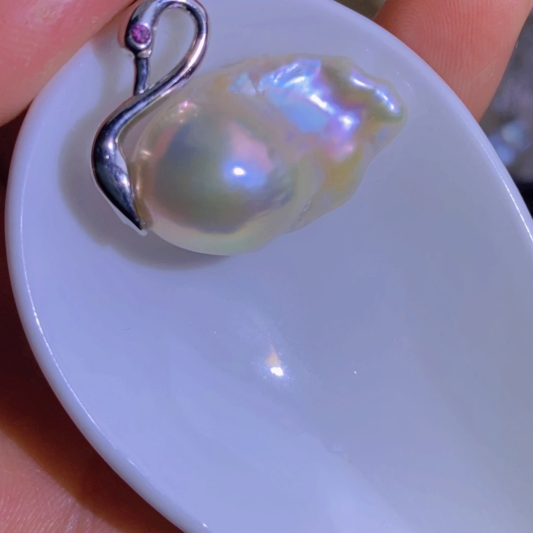 银S925镶嵌天然淡水珍珠淡水珍珠